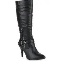 Van Hill Damen Klassische Stiefel Victoria Stiletto-Absatz Zipper Schnallen