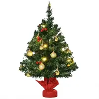 Xkiss Weihnachtsbaum mit Stechpalmenbeeren Kugeln & LED-Lichtern Mini künstlichen Weihnachten Tannenbaum für Tisch Schreibtisch ∅40 x 60 cm