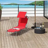 Xkiss Sonnenliege mit Sonnenschutz Klappbar Strandliege Gartenliege für Garten Urlaub Outdoor 187 x 58 x 36cm Rot