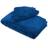 Leonado vicenti Kuscheldecke Dunkelblau 220x240 cm Wolldecke Fleece extra weiche Wohndecke Sofa