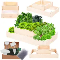 MODO24 Hochbeet Holz, Pflanzkasten, Massivholz, Kiefer, Kräuterbeet, Blumenkasten, Garten, Terrasse, 18x60x30 cm, Natur, ZP09