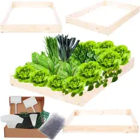 MODO24 Hochbeet Holz, Pflanzkasten, Massivholz, Kiefer, Kräuterbeet, Blumenkasten, Garten, Terrasse, 9x60x100 cm, Natur, ZP09