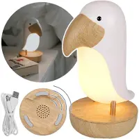 Sarcia.eu Mary's LED-Nachtlicht – Tukan-Lampe in Weiß, Zimmerlampe mit Bluetooth-Lautsprecher, warmweißes Licht, USB