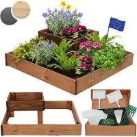 MODO24 Hochbeet Holz, Pflanzkasten, Massivholz, Kiefer, Kräuterbeet, Blumenkasten, Garten, Terrasse, 18x62x62 cm, Braun, ZP08