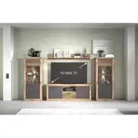 Freiraum Wohnwand "PORTUM VD Wohnkombination" in Nachbildung Lamellen Flagstaff Eiche-Anthrazit mit einer Schublade und 4 Türen. Abmessungen (BxHxT) 364x180x40 cm