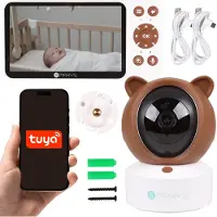 Sarcia.eu Mary's Babyphone, Kinderkamera mit Monitor, Bären-Design 2-in-1, Schlaflieder, WiFi, TUYA-App, USB-aufladbar