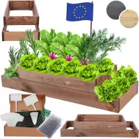 MODO24 Hochbeet Holz, Pflanzkasten, Massivholz, Kiefer, Kräuterbeet, Blumenkasten, Garten, Terrasse, 18x90x30 cm, Braun, ZP09