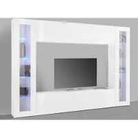 Freiraum Wohnwand >Benevent< (4-teilig) in Weiß Hochglanz - 260x180x30 (BxHxT)