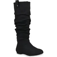 Van Hill Damen Schlupfstiefel Warm Gefütterte Stiefel Nieten Winter Schuhe 820242, Farbe: Schwarz, Größe: 41