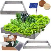MODO24 Hochbeet Holz, Pflanzkasten, Massivholz, Kiefer, Kräuterbeet, Blumenkasten, Garten, Terrasse, 9x90x80 cm, Grau, ZP09
