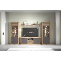 Freiraum Wohnwand "PORTUM VC Wohnkombination" in Nachbildung Lamellen Flagstaff Eiche/Anthrazit mit einer Schublade und 4 Türen. Abmessungen (BxHxT) 364x205,5x40 cm