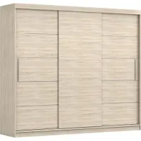 MOEBLO Kleiderschrank ELBA II – Schwebetürenschrank 2-türig Schrank Garderobe Schiebtüren Schlafzimmer, Dekorative Aluminiumleisten, Kleiderstange und Regale (BxHxT): 250x218x61 cm - ELBA II Sonoma