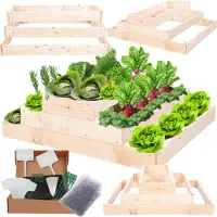 MODO24 Hochbeet Holz, Pflanzkasten, Massivholz, Kiefer, Kräuterbeet, Blumenkasten, Garten, Terrasse, 27x117x60 cm, Natur, ZP09