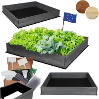 MODO24 Hochbeet Holz, Pflanzkasten, Massivholz, Kiefer, Kräuterbeet, Blumenkasten, Garten, Terrasse, 18x120x117 cm, Grau, ZP06