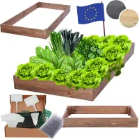 MODO24 Hochbeet Holz, Pflanzkasten, Massivholz, Kiefer, Kräuterbeet, Blumenkasten, Garten, Terrasse, 9x60x90 cm, Braun, ZP09