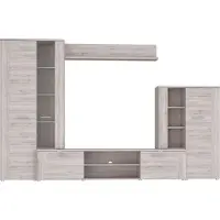 Freiraum Wohnwand >BIG BANG< LED-Beleuchtung, 5 Türen, Sandeiche Nachbildung - 308,7x197,6x41,6cm (BxHxT)