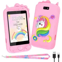 Topchances Kinder Handy, Pretend Smartphone für Mädchen Jungen, 2,8 Zoll Touchscreen Telefon Uhr Kinder mit Kamera, Musik und Spiel, für 3-12 Jahre Geschenke,Rosa