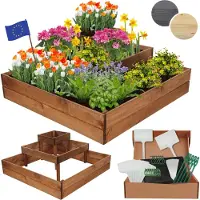 MODO24 Hochbeet Holz, Pflanzkasten, Massivholz, Kiefer, Kräuterbeet, Blumenkasten, Garten, Terrasse, 36x92x92 cm, Braun, ZP08
