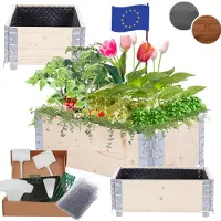 MODO24 Hochbeet Holz, Noppenfolie, Pflanzrahmen, Kräuterbeet, Gemüsebeet, Massivholz Kiefer, 20x60x40 cm, Natur Imprägniert, ZP10