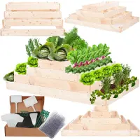 MODO24 Hochbeet Holz, Pflanzkasten, Massivholz, Kiefer, Kräuterbeet, Blumenkasten, Garten, Terrasse, 36x117x80 cm, Natur, ZP09