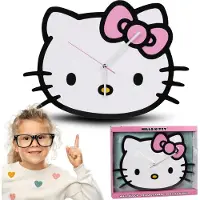 Sarcia.eu Hello Kitty Wanduhr XL für Kinderzimmer, GROSSE analoge Wanduhr 50x35,5 cm