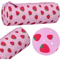 Sarcia.eu Rosa Schulmäppchen für Mädchen, RUND, röhrenförmig, Utensilienetui, in Erdbeere 22x8x8cm