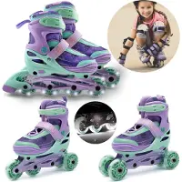 Sarcia.eu DISNEY Die Eiskönigin 3-in-1 INLINER, ROLLSCHUHE für Mädchen, VERSTELLBAR, mit leuchtenden LED-Rädern, ideal zum Lernen 34-37 EU