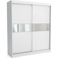 EURO-MEBLE Neuer Kleiderschrank mit Schiebetüren KLARA 160 cm (WEISS)