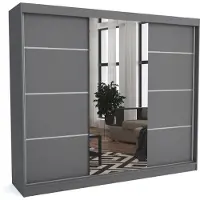 EURO-MEBLE Moderner Kleiderschrank mit Schiebetüren BRENDI 250 cm (ANTRACIT)