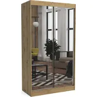 EURO-MEBLE Moderner Kleiderschrank mit Schiebetüren und Spiegel DIDI 100 cm (ARTISAN)