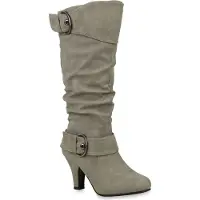 Van Hill Elegante Damen Stiefel Warm Gefütterte Winter Boots Schuhe 98232, Farbe: Hellgrau, Größe: 36