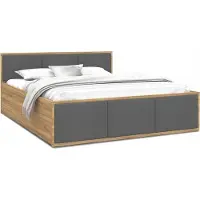 Roe furniture Bett mit Lattenrost Jugendbett Doppelbett eiche-grau 120 / 140 / 160 / 180 cm, Matratze:mit Matratze, Breite:160x200 cm