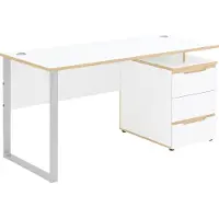 Freiraum Schreibtisch >Memphis< in Weiß / Artisan / silber - 150x77x73 (BxHxT)