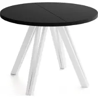 WFL GROUP Runder Esstisch Ausziehbar 100–140 cm mit Weißen Holzbeinen aus Buchenholz – Moderner Ausziehtisch für Esszimmer, Küche und Wohnzimmer – Tisch für 4–8 Personen – Schwarz