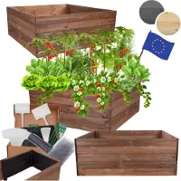 MODO24 Hochbeet Holz, Pflanzkasten, Massivholz, Kiefer, Kräuterbeet, Blumenkasten, Garten, Terrasse, 45x120x117 cm, Braun, ZP06