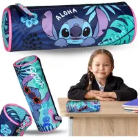 Sarcia.eu DISNEY Stitch ALOHA Blaues Schulmäppchen für Mädchen, TUBA, Schulbedarfstasche 22x8x8cm