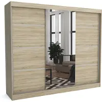 EURO-MEBLE Moderner Kleiderschrank mit Schiebetüren BRENDI 250 cm (SONOMA)