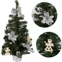 Sarcia.eu Künstlicher Weihnachtsbaum in einem Topf mit silbernen Ornamenten, dekoriert 60cm
