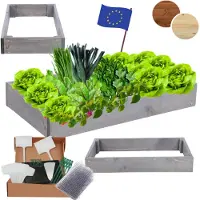MODO24 Hochbeet Holz, Pflanzkasten, Massivholz, Kiefer, Kräuterbeet, Blumenkasten, Garten, Terrasse, 9x60x30 cm, Grau, ZP09