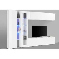Freiraum Wohnwand >Benevent< (5-teilig) in Weiß Hochglanz - 280x180x30 (BxHxT)