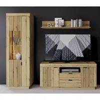 Freiraum Wohnwand >Delamar< (3-teilig) in Evoke Eiche Nachbildung - 208x197x40 (BxHxT)