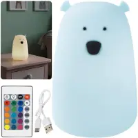 Sarcia.eu Mary’s LED Silikon-Nachtlicht Teddybär für Kinder, große Einschlaflampe fürs Kinderzimmer, mit Fernbedienung, USB-aufladbar, Warmweiß & RGB-Farben