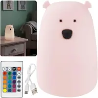 Sarcia.eu Mary's Silikon-LED-Nachtlicht Teddybär, große Einschlaflampe fürs Kinderzimmer mit Fernbedienung, USB-aufladbar, Warmweiß & RGB