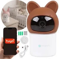 Sarcia.eu Mary's drehbares Babyphone, Kinderkamera im Bären-Design, WiFi, TUYA-App, Bewegungserkennung, USB-aufladbar