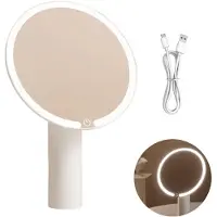 Slyrun Kosmetikspiegel LED, Aufladbar, 3-Farben Licht, Schminkspiegel Tisch, Make-up Lampe, Intelligente Helligkeit, Touch