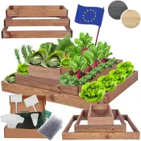 MODO24 Hochbeet Holz, Pflanzkasten, Massivholz, Kiefer, Kräuterbeet, Blumenkasten, Garten, Terrasse, 27x117x80 cm, Braun, ZP09