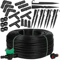 Sarcia.eu Schwarze Tropfleitung Tropfschlauch Tropfbewässerung 16mm/1,6 LPH EU 50m+Zubehör