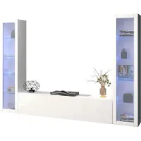 Freiraum Wohnwand >Benevent< (3-teilig) in Weiß Hochglanz - 260x180x30 (BxHxT)