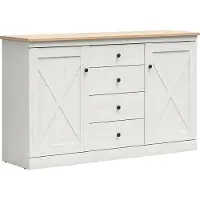 Petits-meubles Buffet Victoria mit 4 Schubladen und 2 Türen, Weiß und Holzoptik, 153cm
