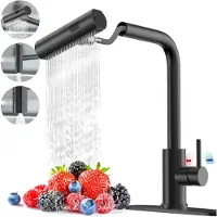 Traumheim Küchenarmatur , Smart Heater Wasserhahn 360° drehbar, Edelstahl Wasserhahn Küche Waterfall Wasserhahn Küche mit 3 Strahlarte G3/8 Anschluss Armatur